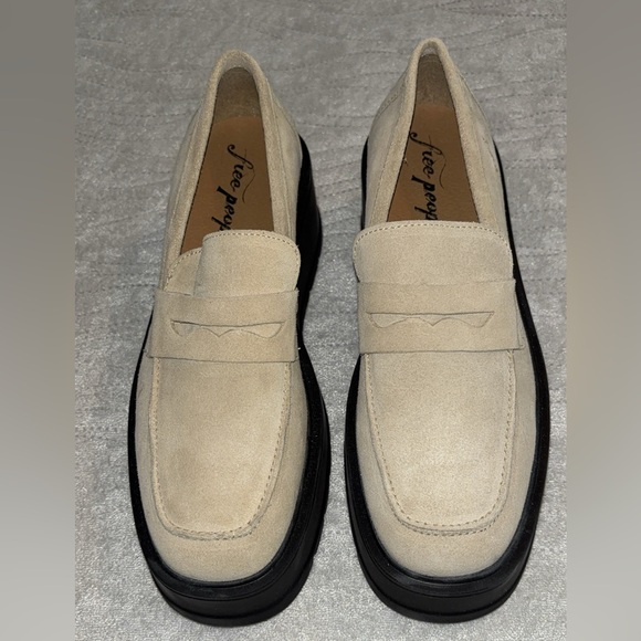 NWOT Free People Nico Cappuccino Suede Platform Chunky Loafers - Picture 3 of 5